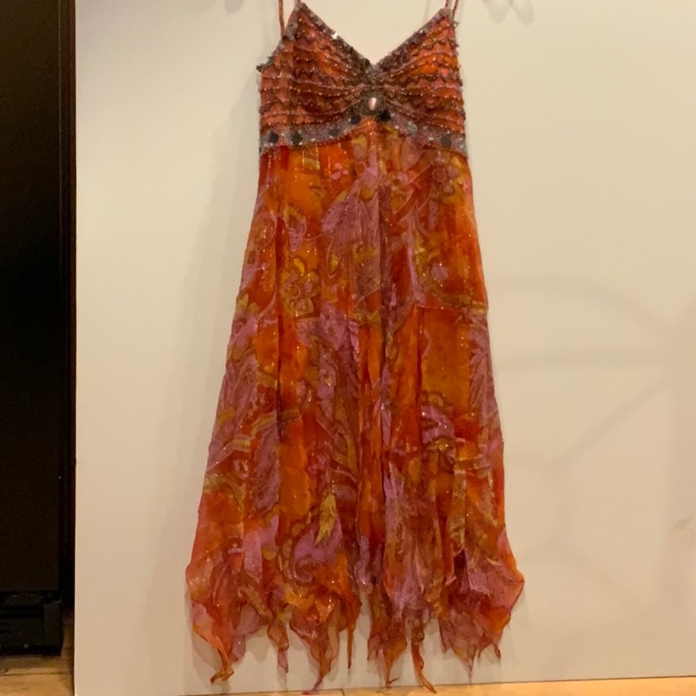 Sue Wong Embellished Halter Midi Dress